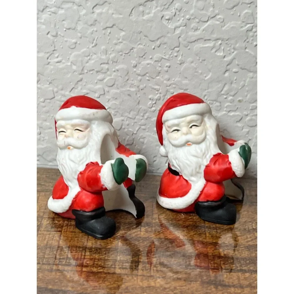 Vintage Santa Tapered Candle Holders Set of 6 Christmas Table Decor Holiday Lot
